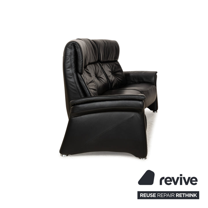 Himolla Trapez Leder Dreisitzer Schwarz manuelle Funktion Sofa Couch