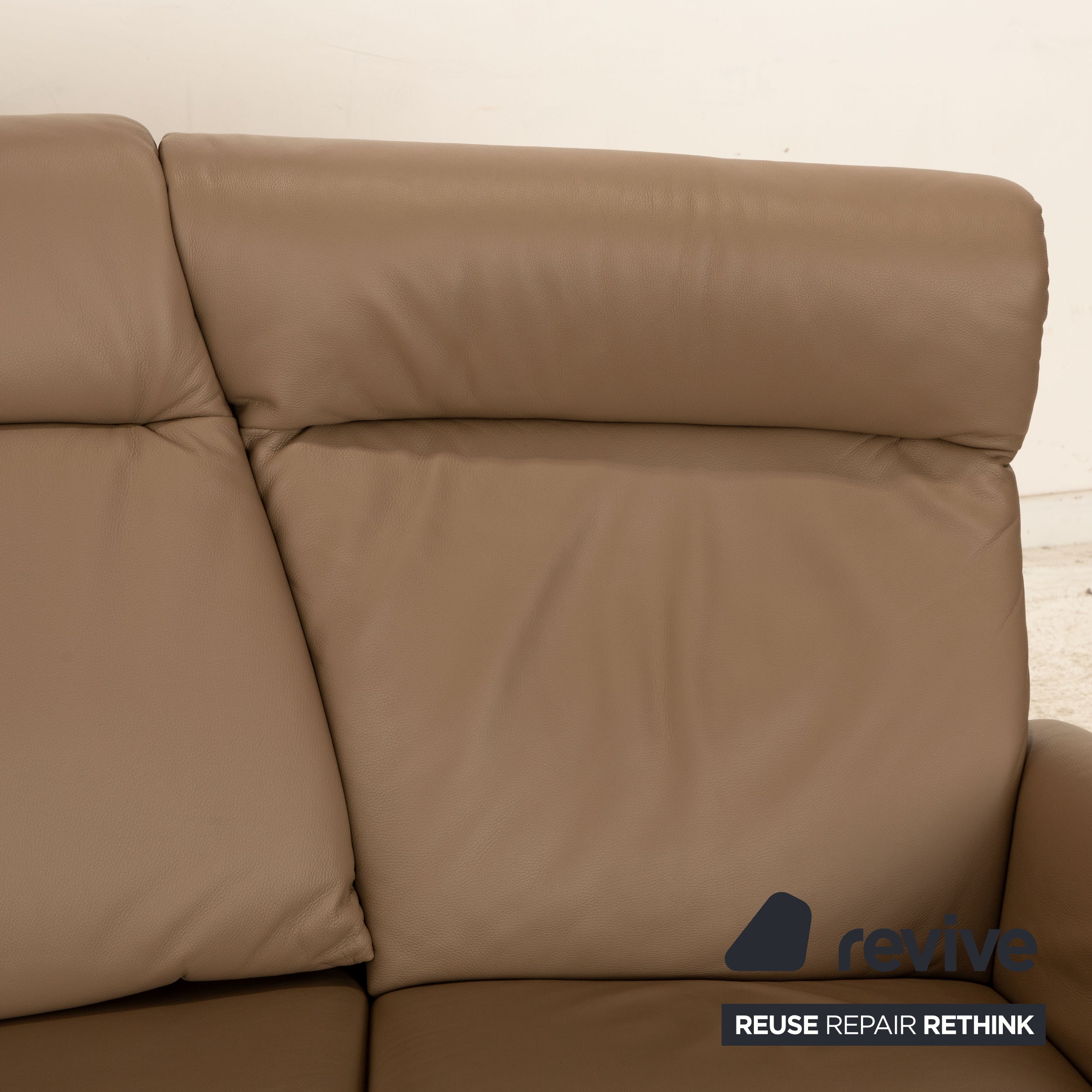 Himolla Trapez Leder Dreisitzer Taupe Braun manuelle Funktion Sofa Couch