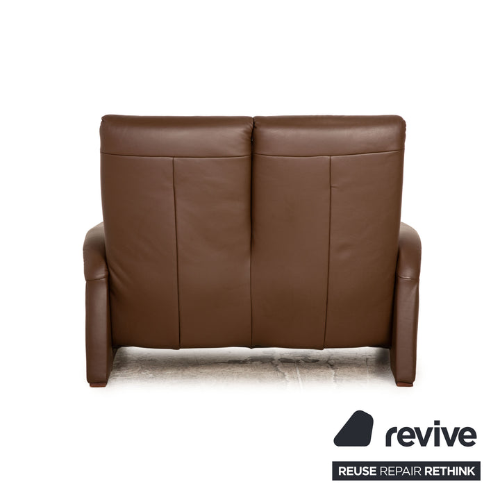 Himolla Trapezoid Leather Two Seater Brown Sofa Couch