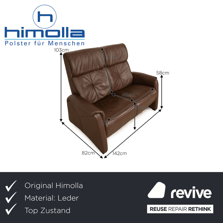 Himolla Trapezoid Leather Two Seater Brown Sofa Couch