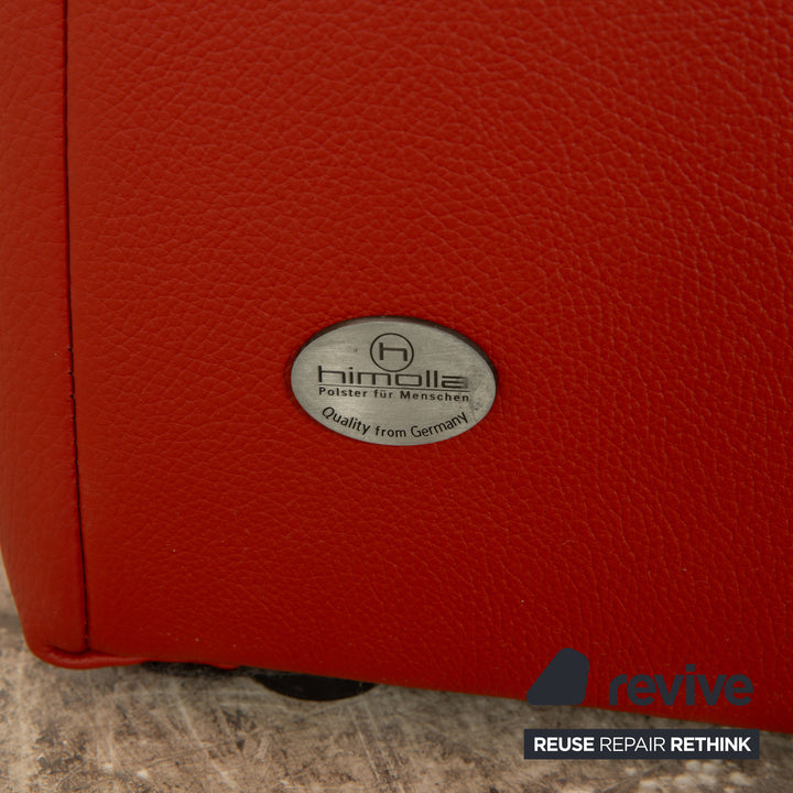 Himolla Trapeze Leather Two Seater Red Orange Electric Function Stand Up Sofa Couch Relax Function