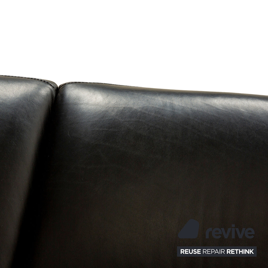 Himolla Trapez Leather Two-Seater Black Anthracite Electric Function Sofa Couch Relax Function