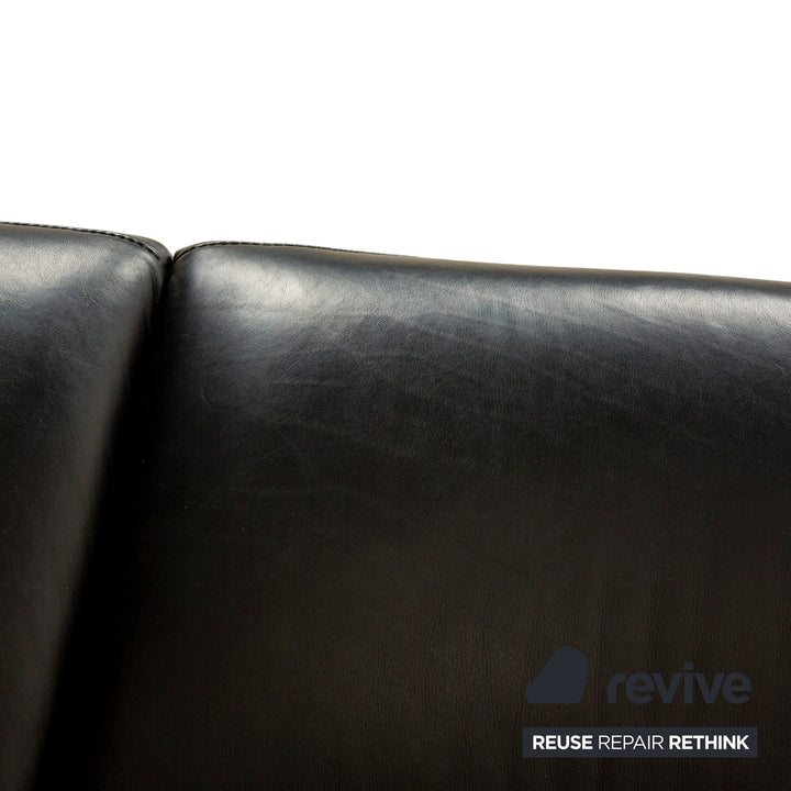 Himolla Trapez Leather Two-Seater Black Anthracite Electric Function Sofa Couch Relax Function