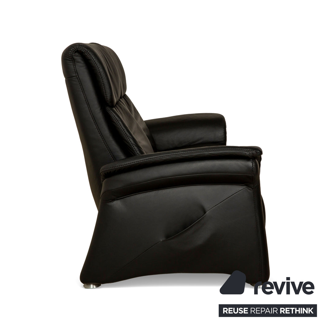 Himolla Trapez Leather Two-Seater Black Anthracite Electric Function Sofa Couch Relax Function