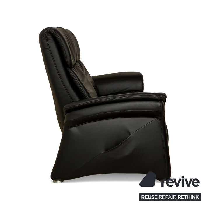 Himolla Trapez Leather Two-Seater Black Anthracite Electric Function Sofa Couch Relax Function