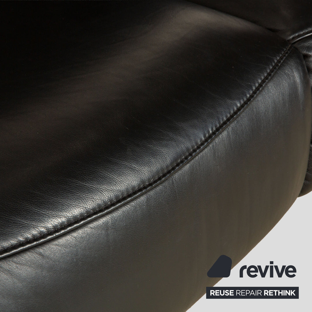 Himolla Trapez Leather Two-Seater Black Anthracite Electric Function Sofa Couch Relax Function