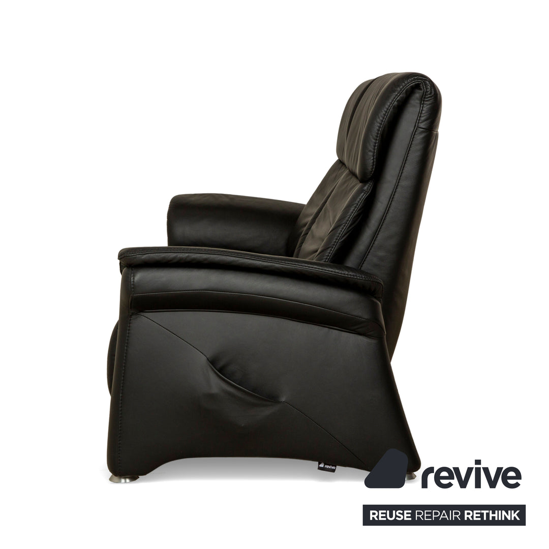 Himolla Trapez Leather Two-Seater Black Anthracite Electric Function Sofa Couch Relax Function