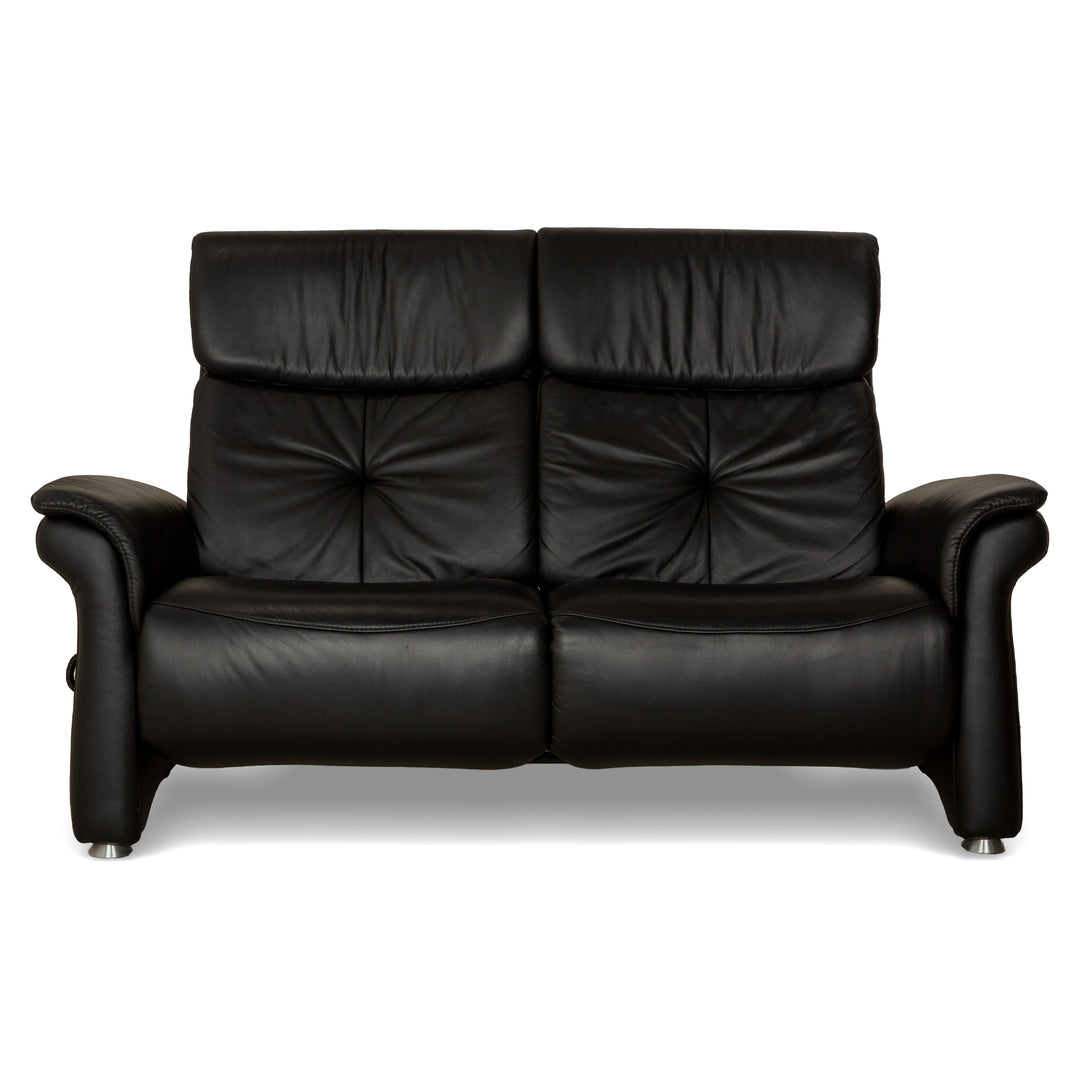 Himolla Trapez Leather Two-Seater Black Anthracite Electric Function Sofa Couch Relax Function