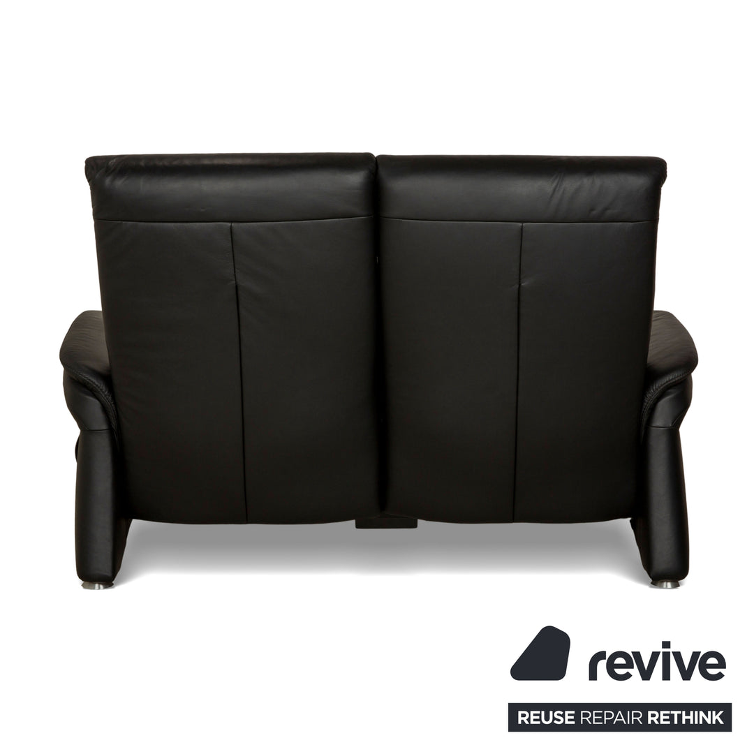 Himolla Trapez Leather Two-Seater Black Anthracite Electric Function Sofa Couch Relax Function