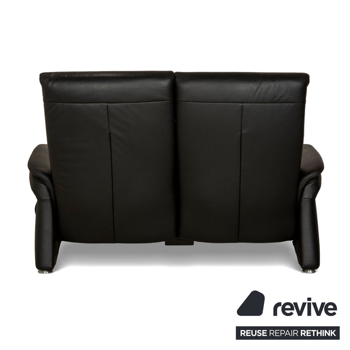 Himolla Trapez Leather Two-Seater Black Anthracite Electric Function Sofa Couch Relax Function