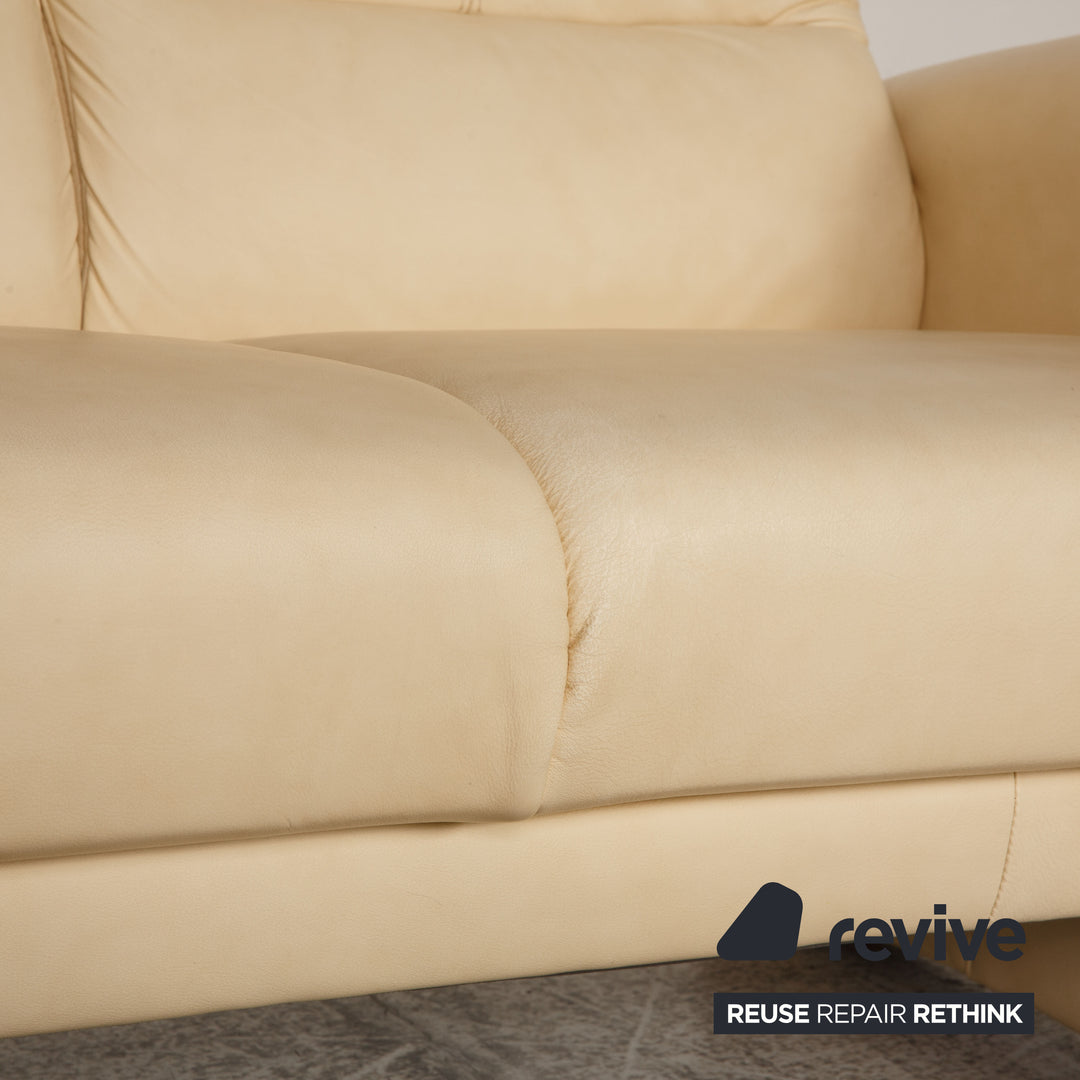 Himolla Variomed Leder Sofa Creme Dreisitzer Couch