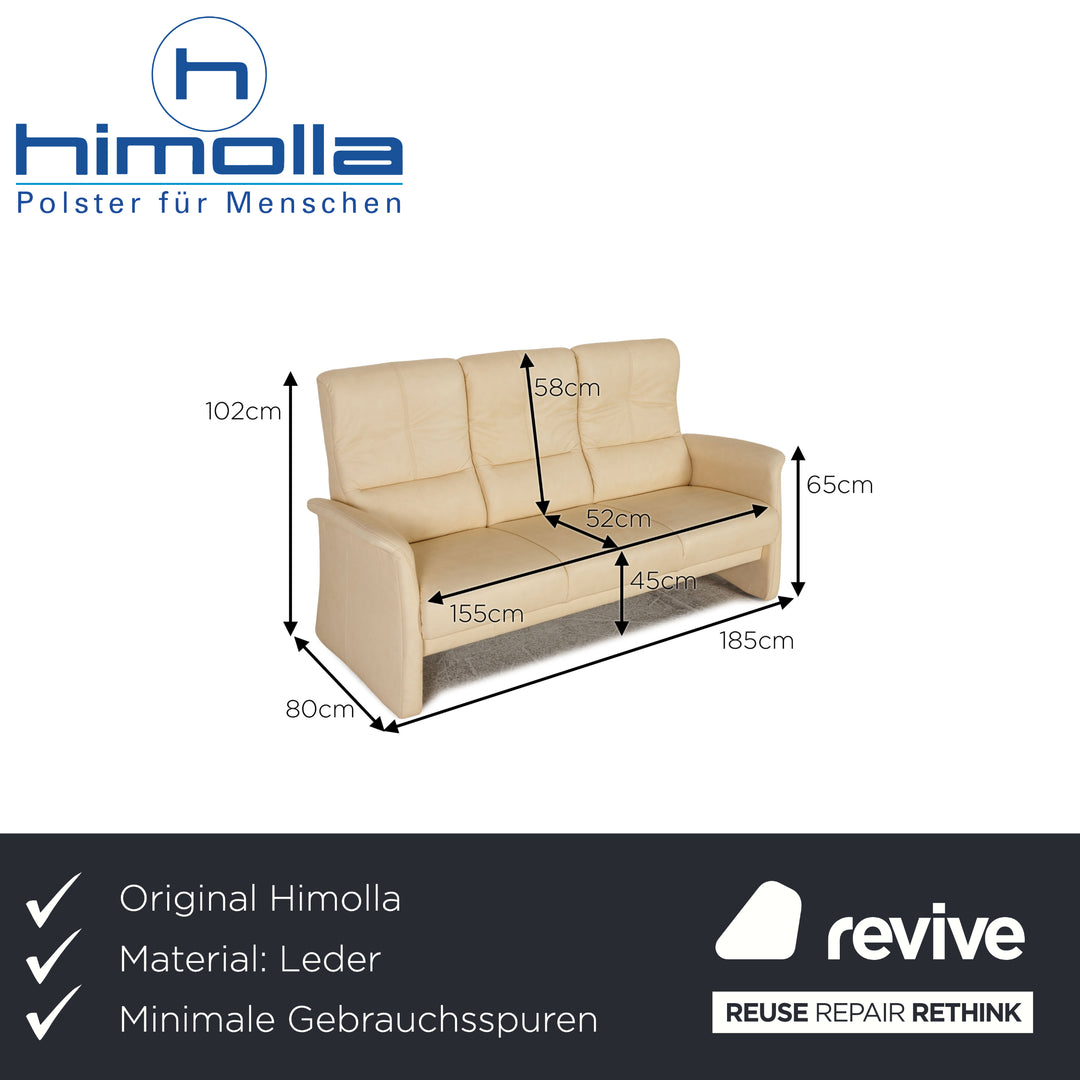 Himolla Variomed Leder Sofa Creme Dreisitzer Couch