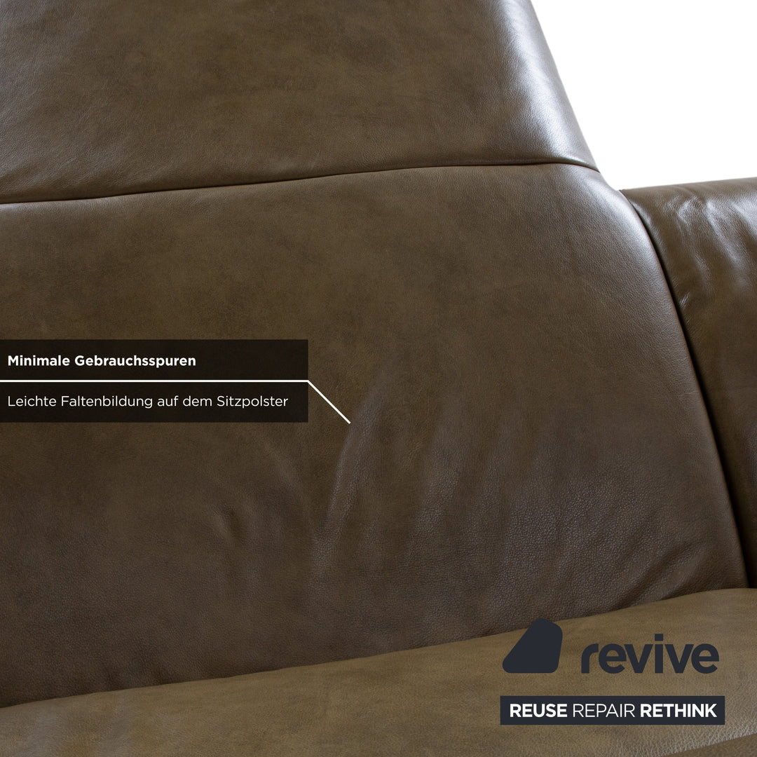 Himolla Velden 8372 Leder Ecksofa Grün manuelle Funktion Sofa Couch