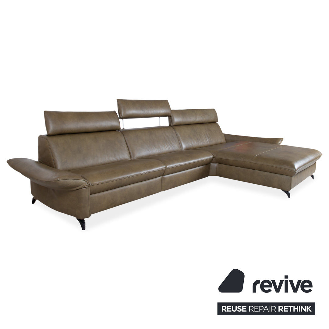 Himolla Velden 8372 Leder Ecksofa Grün manuelle Funktion Sofa Couch