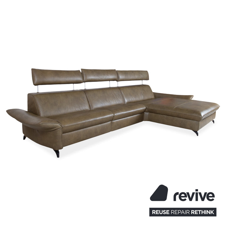 Himolla Velden 8372 Leder Ecksofa Grün manuelle Funktion Sofa Couch