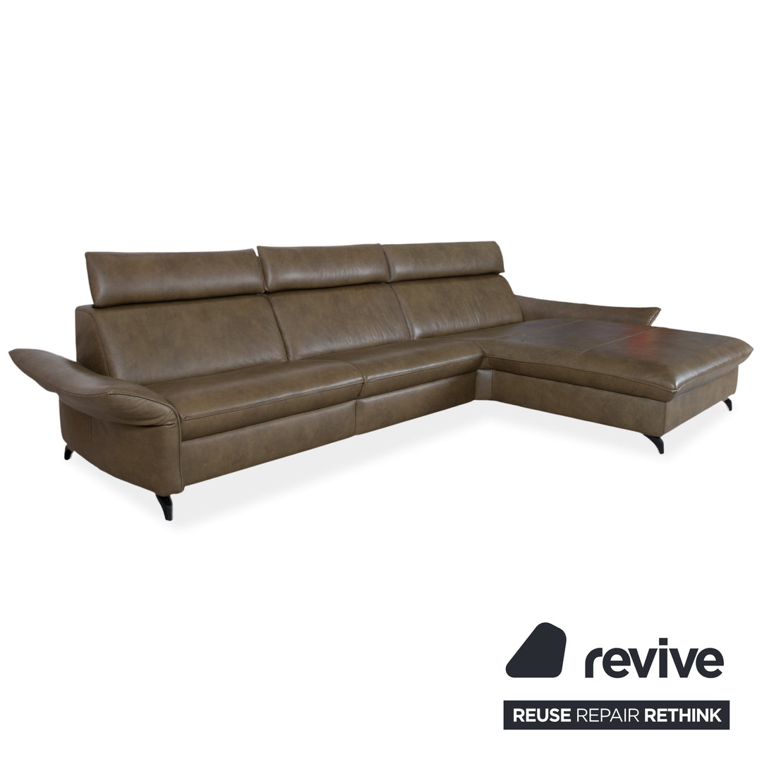 Himolla Velden 8372 Leder Ecksofa Grün manuelle Funktion Sofa Couch
