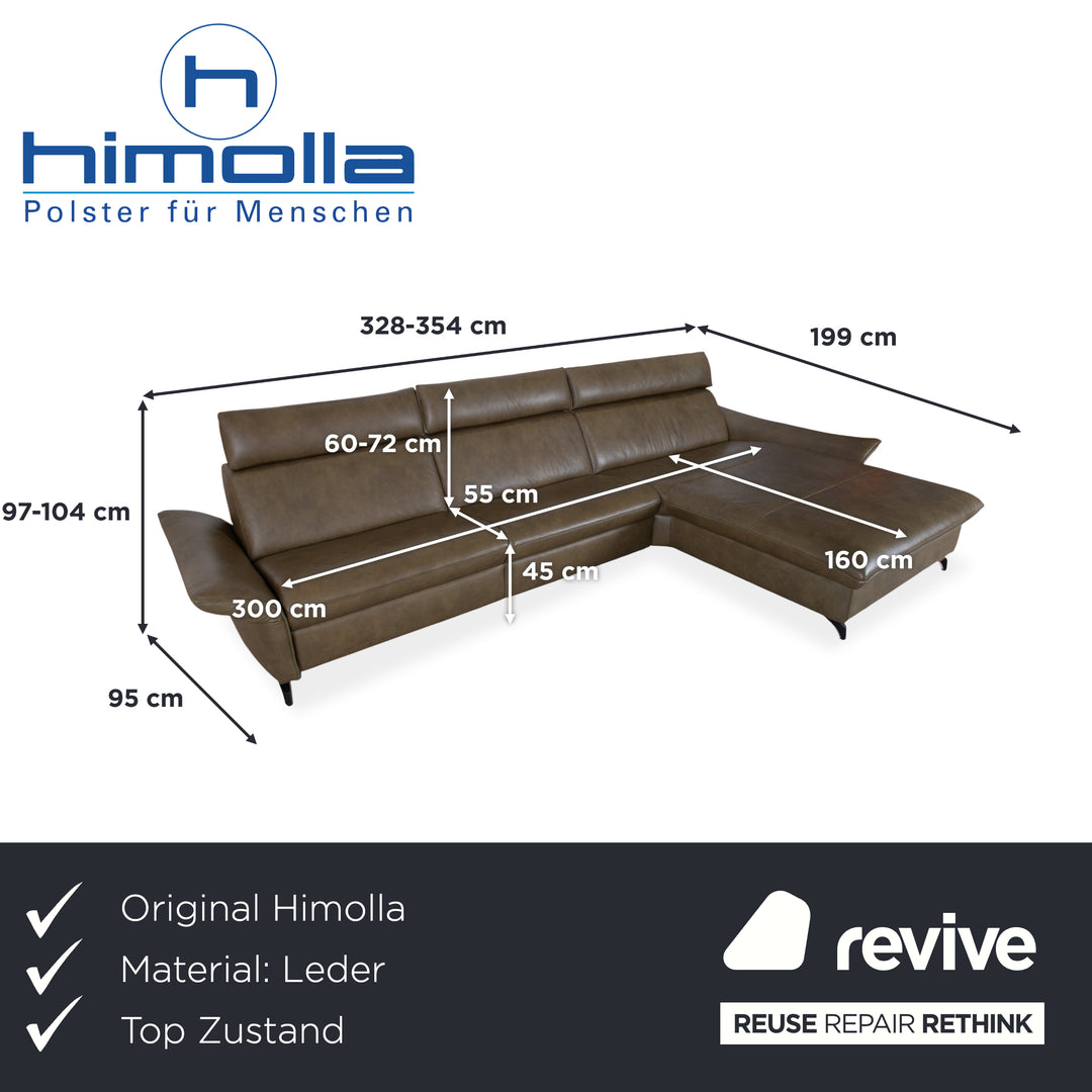 Himolla Velden 8372 Leder Ecksofa Grün manuelle Funktion Sofa Couch