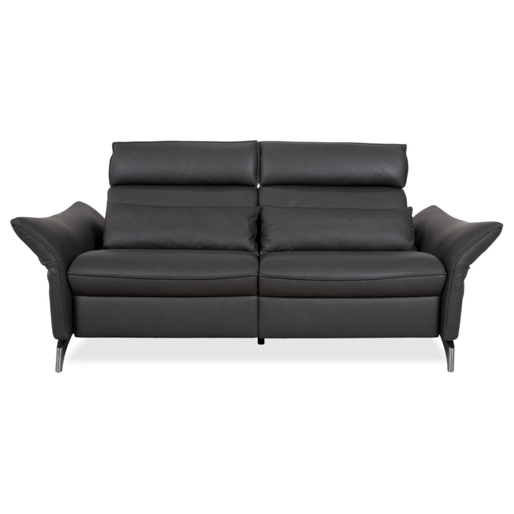 Himolla Weilheim Zweisitzer Leder Sofa Grau manuelle Funktion Couch