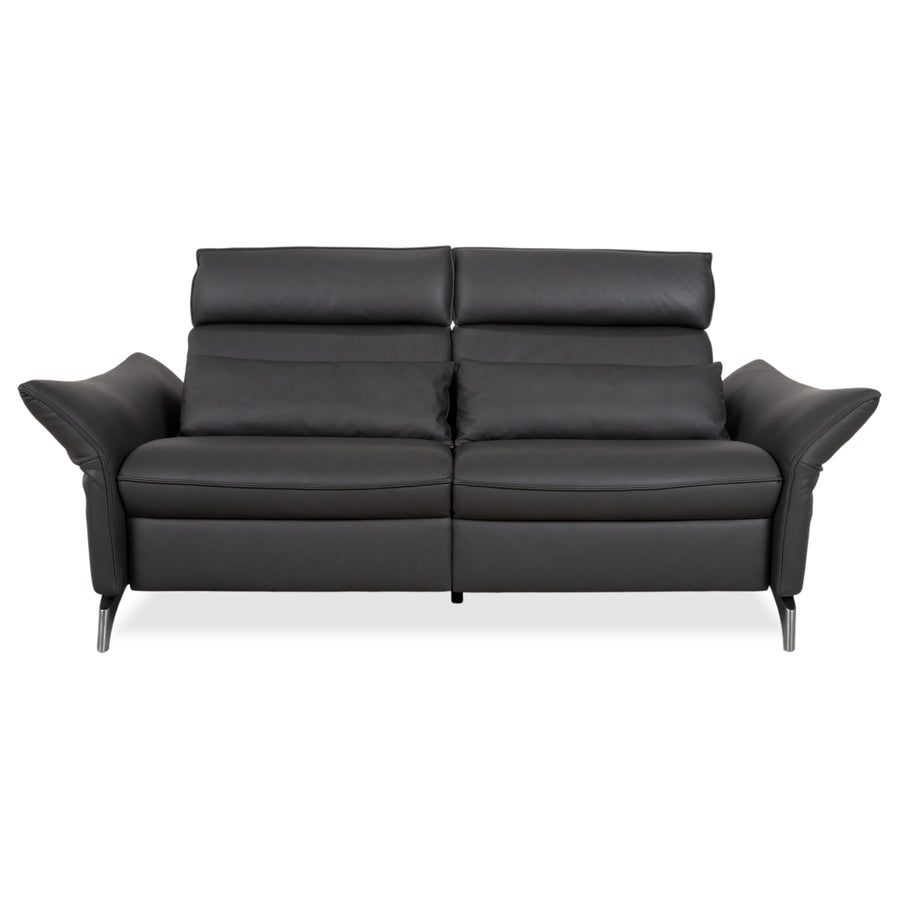 Himolla Weilheim Zweisitzer Leder Sofa Grau manuelle Funktion Couch