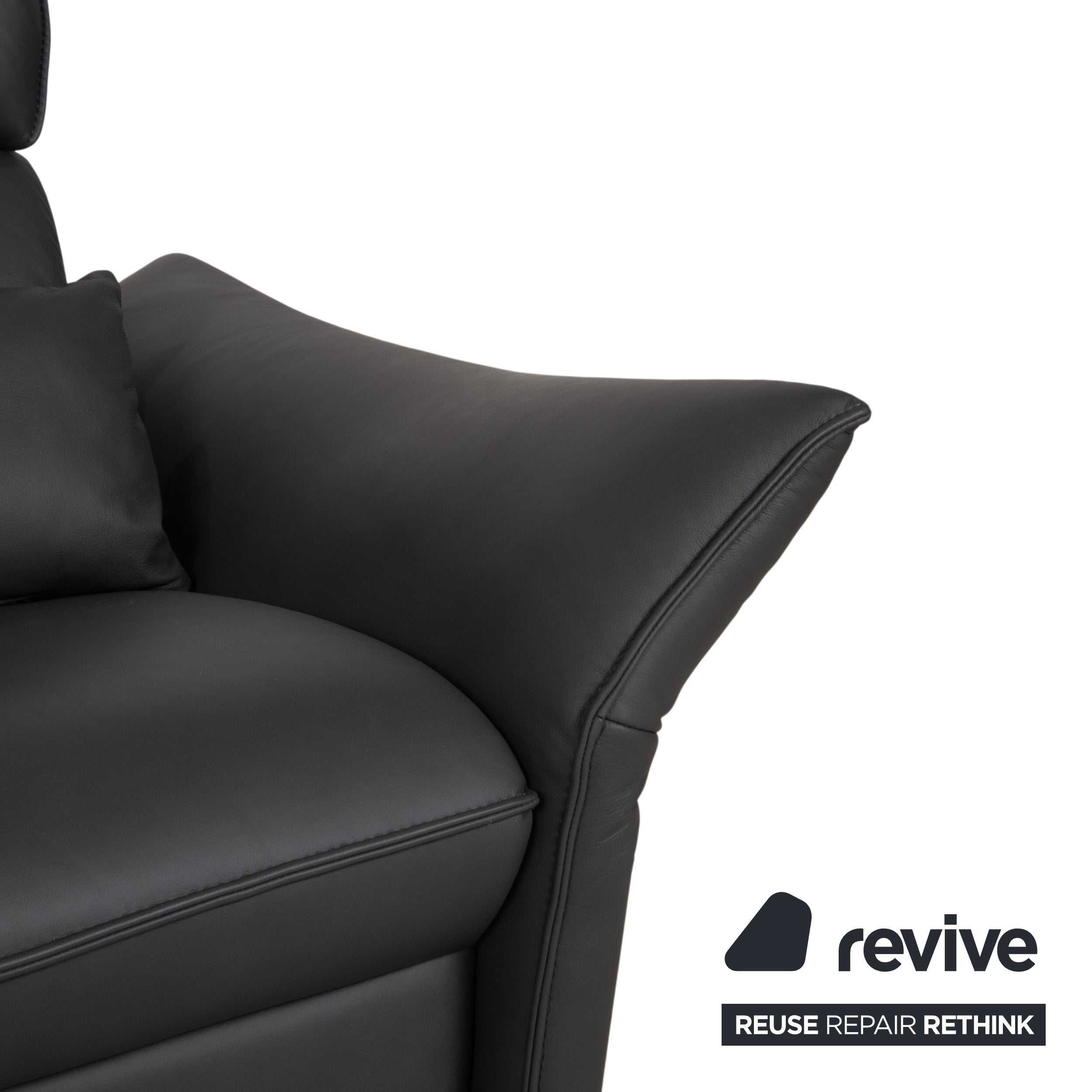 Himolla Weilheim Three-seater Grey Leather Sofa with Manual Reclining Function