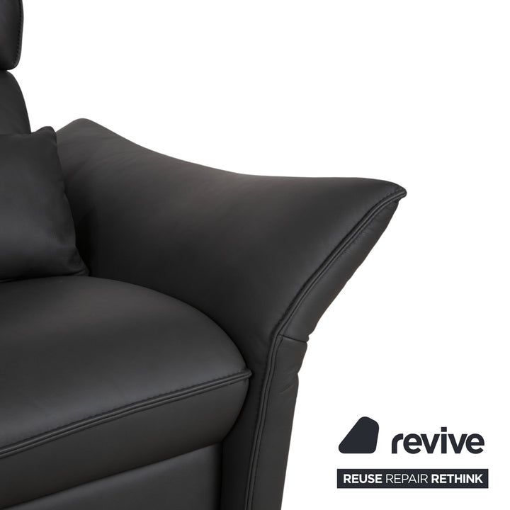 Himolla Weilheim Dreisitzer Leder Sofa Grau manuelle Funktion Couch