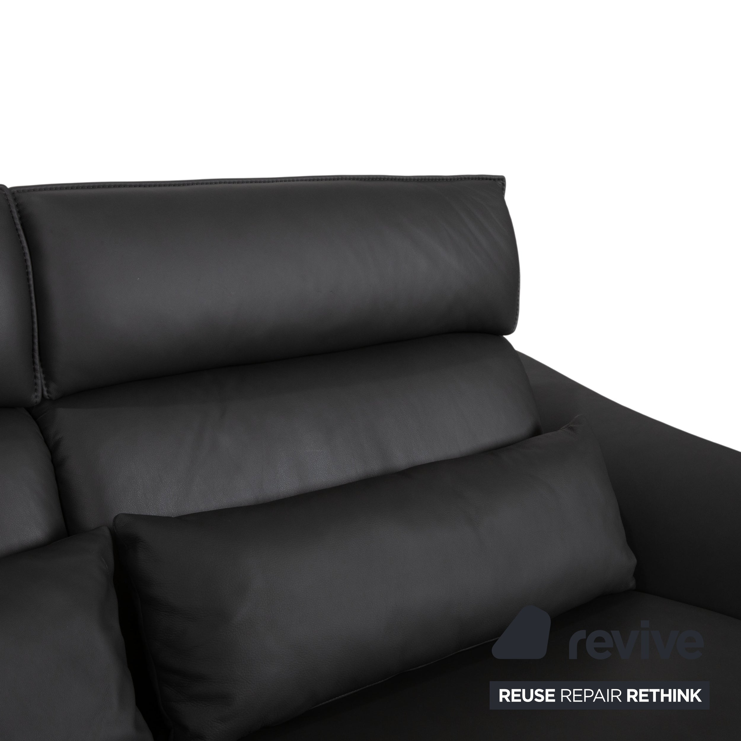 Himolla Weilheim Three-seater Grey Leather Sofa with Manual Reclining Function
