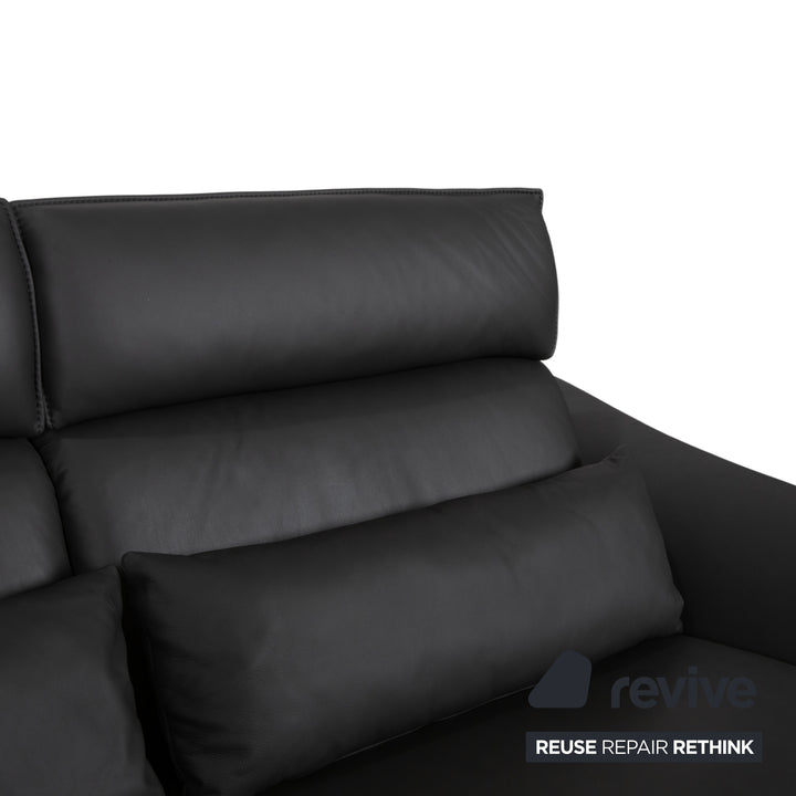 Himolla Weilheim Two-Seater Leather Sofa Grey Manual Function Couch