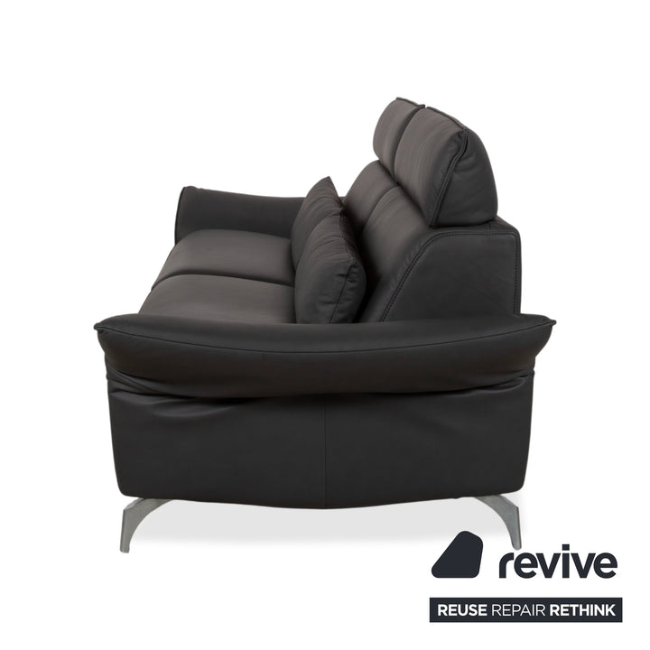 Himolla Weilheim Zweisitzer Leder Sofa Grau manuelle Funktion Couch