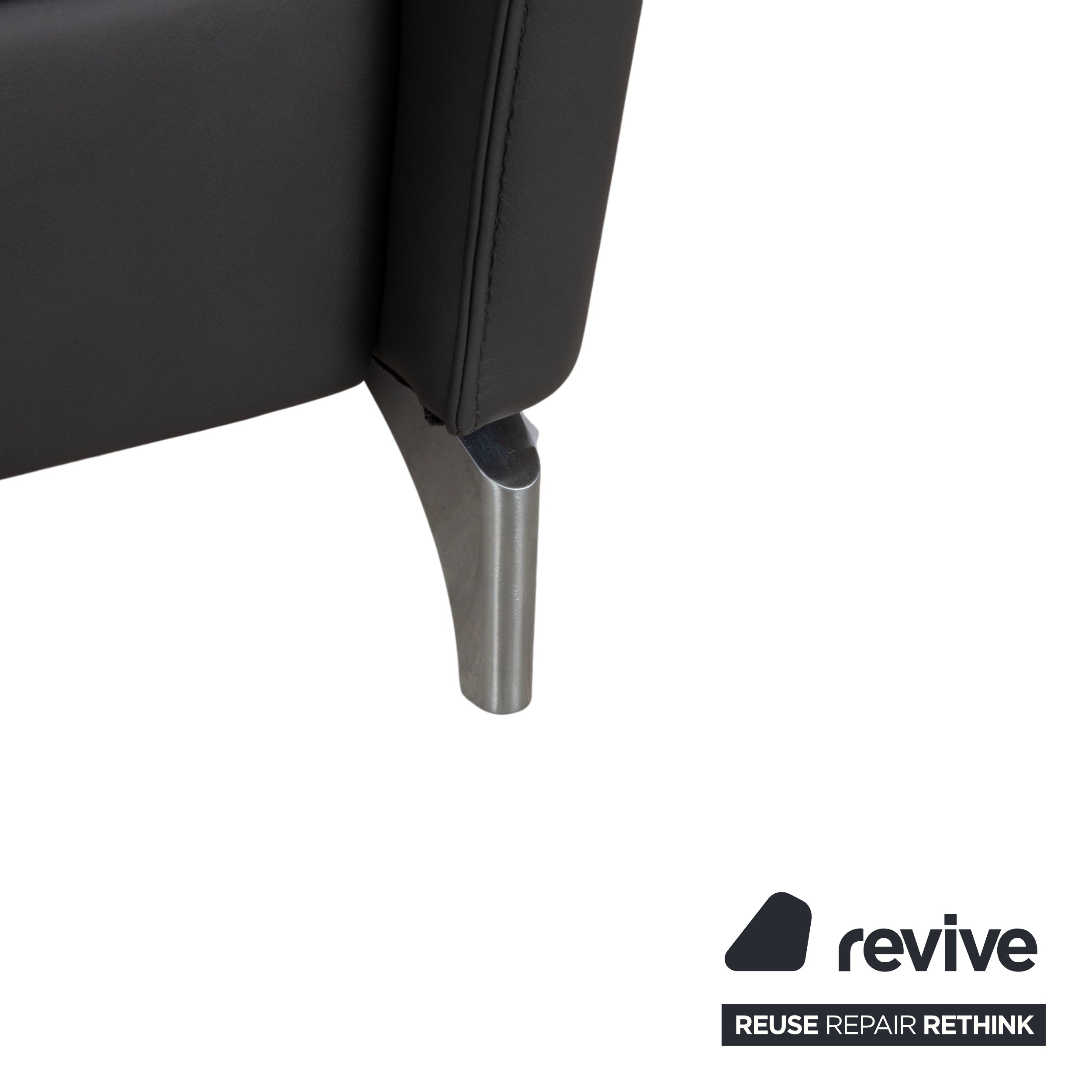 Himolla Weilheim Three-seater Grey Leather Sofa with Manual Reclining Function