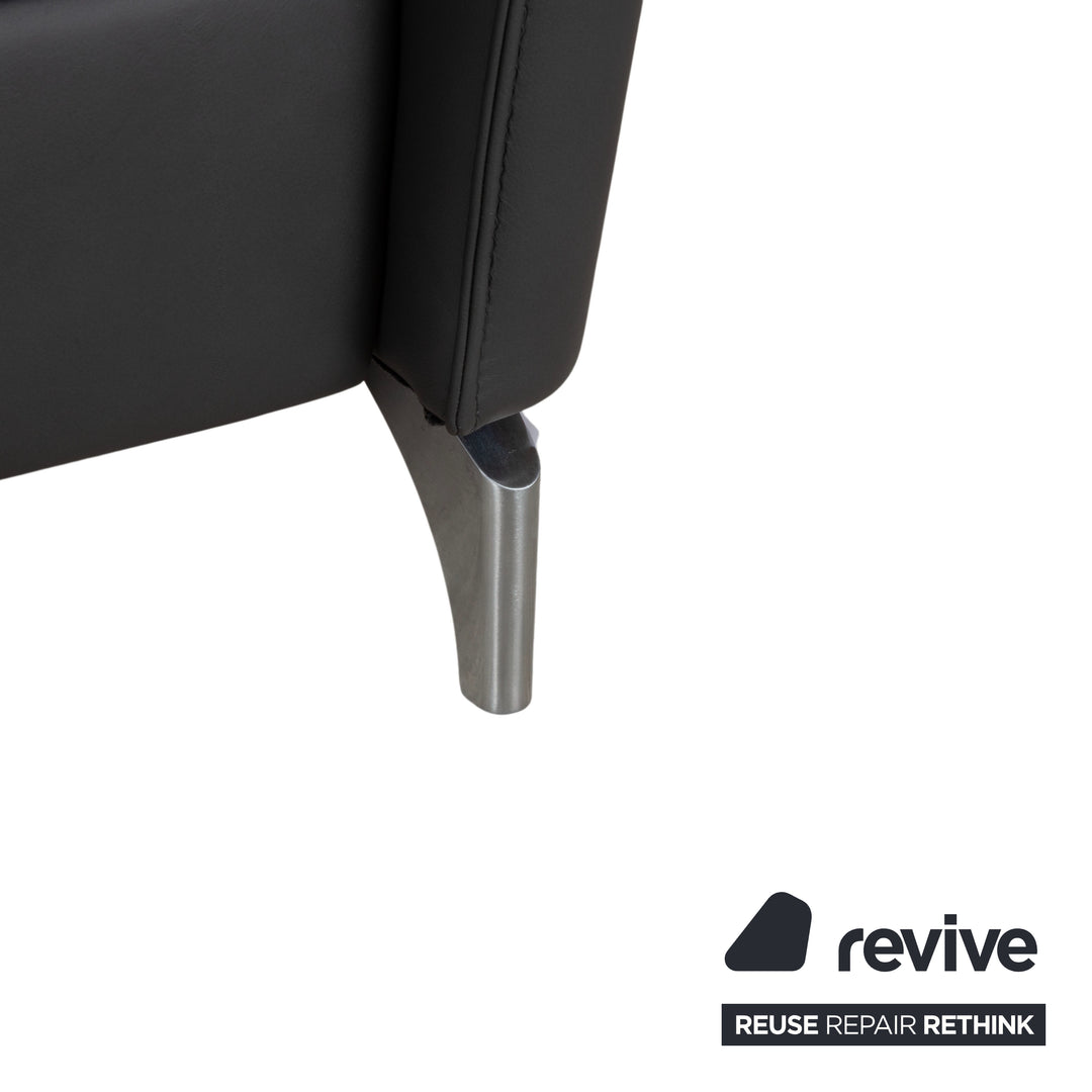 Himolla Weilheim Dreisitzer Leder Sofa Grau manuelle Funktion Couch