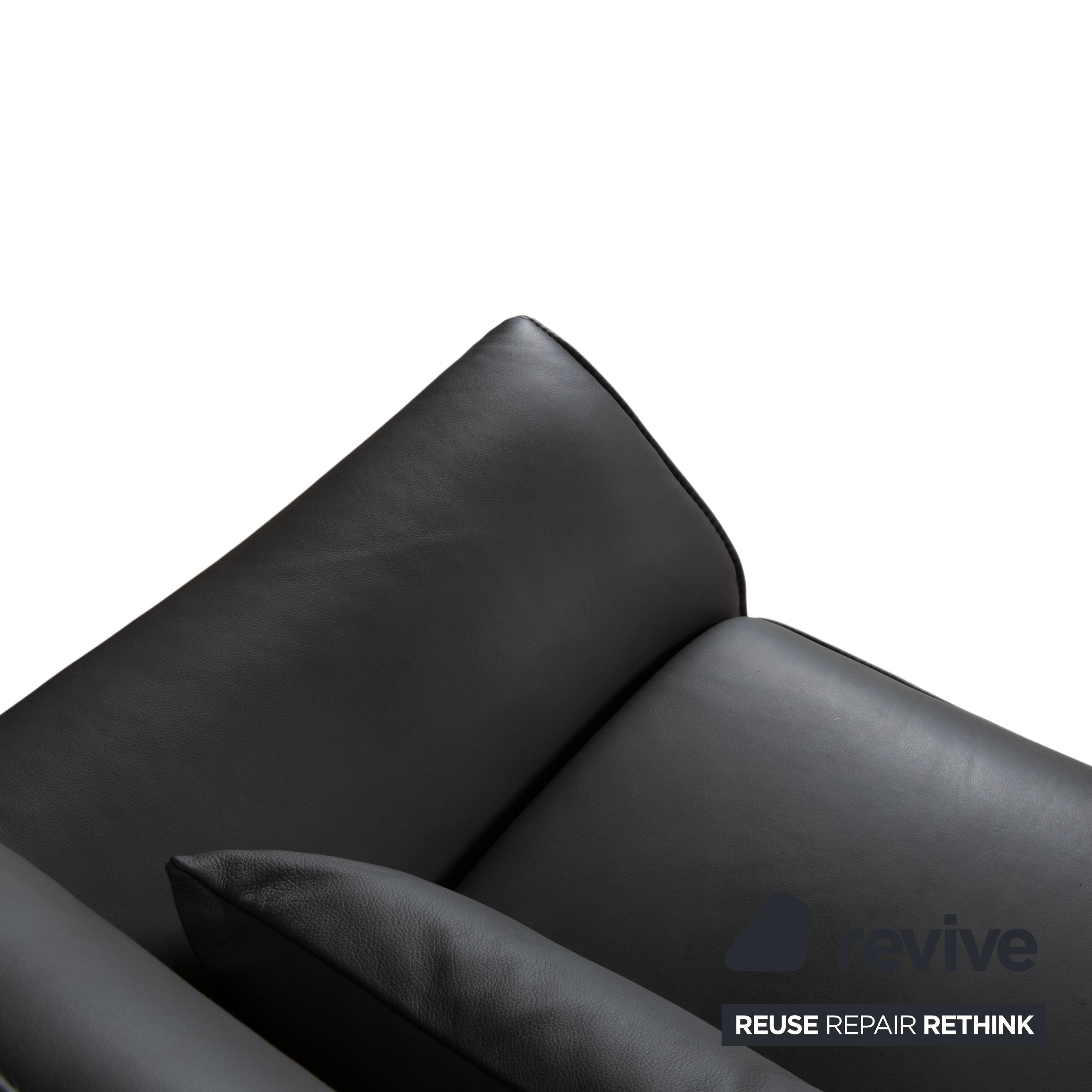 Himolla Weilheim Three-seater Grey Leather Sofa with Manual Reclining Function