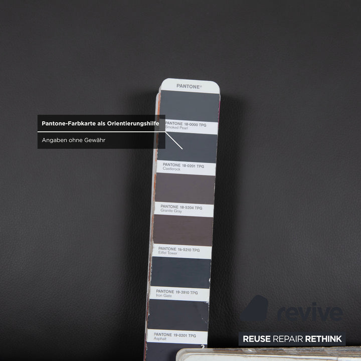 Himolla Weilheim Dreisitzer Leder Sofa Grau manuelle Funktion Couch