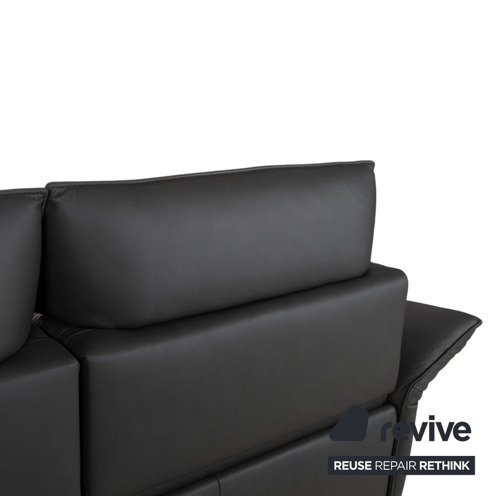 Himolla Weilheim Two-Seater Leather Sofa Grey Manual Function Couch