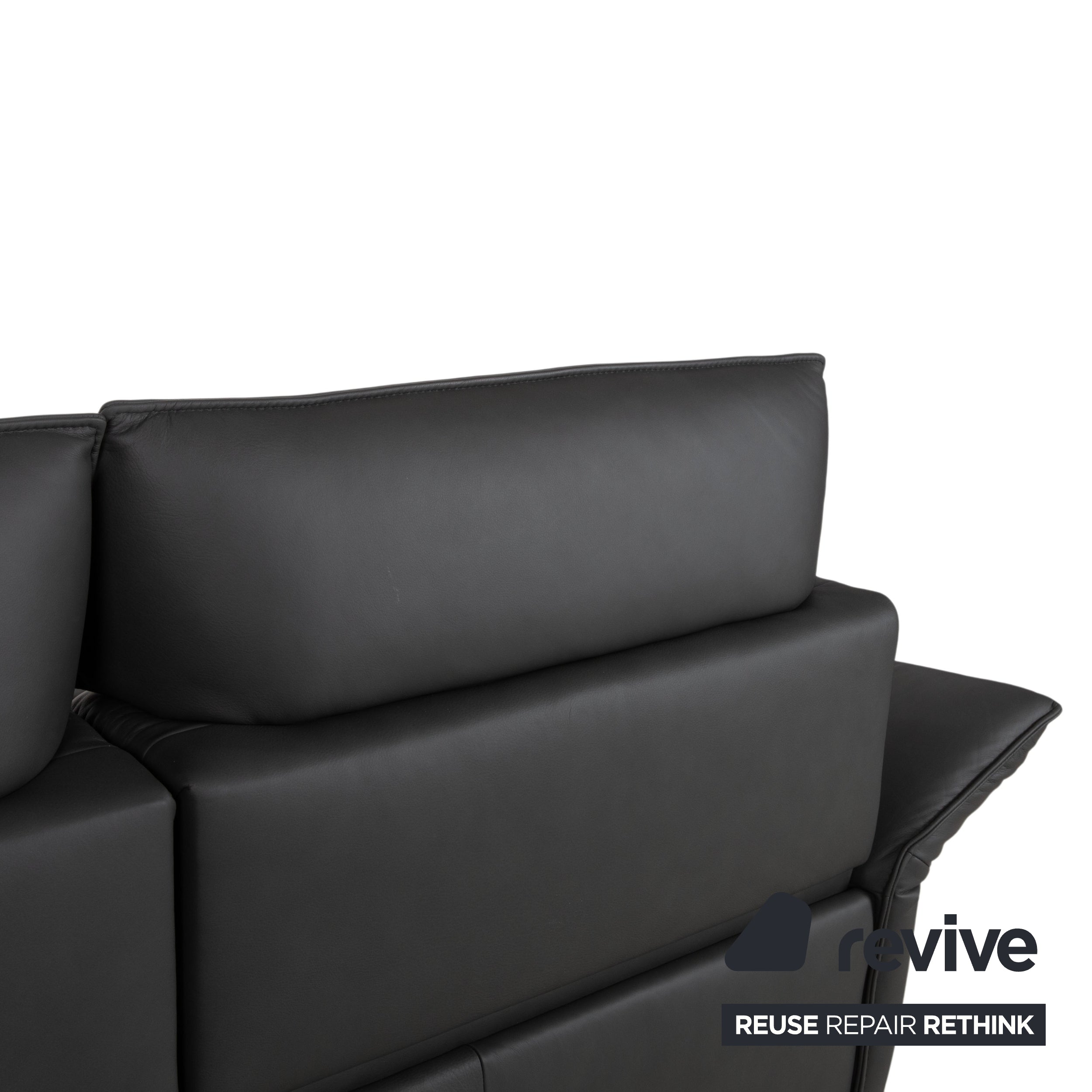 Himolla Weilheim Three-seater Grey Leather Sofa with Manual Reclining Function