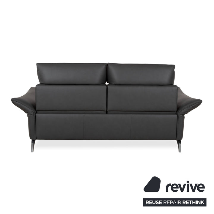 Himolla Weilheim Zweisitzer Leder Sofa Grau manuelle Funktion Couch