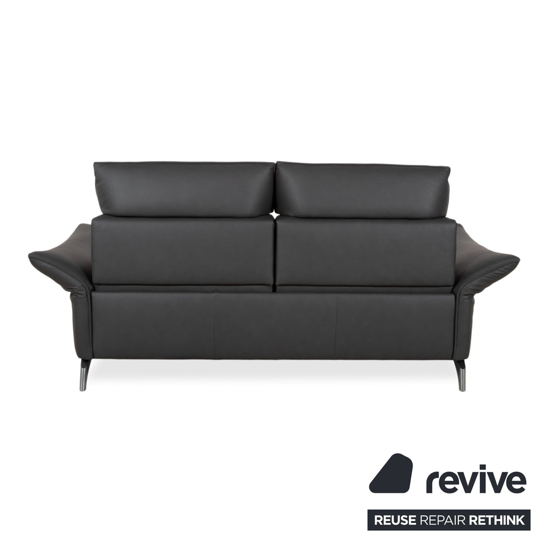 Himolla Weilheim Dreisitzer Leder Sofa Grau manuelle Funktion Couch