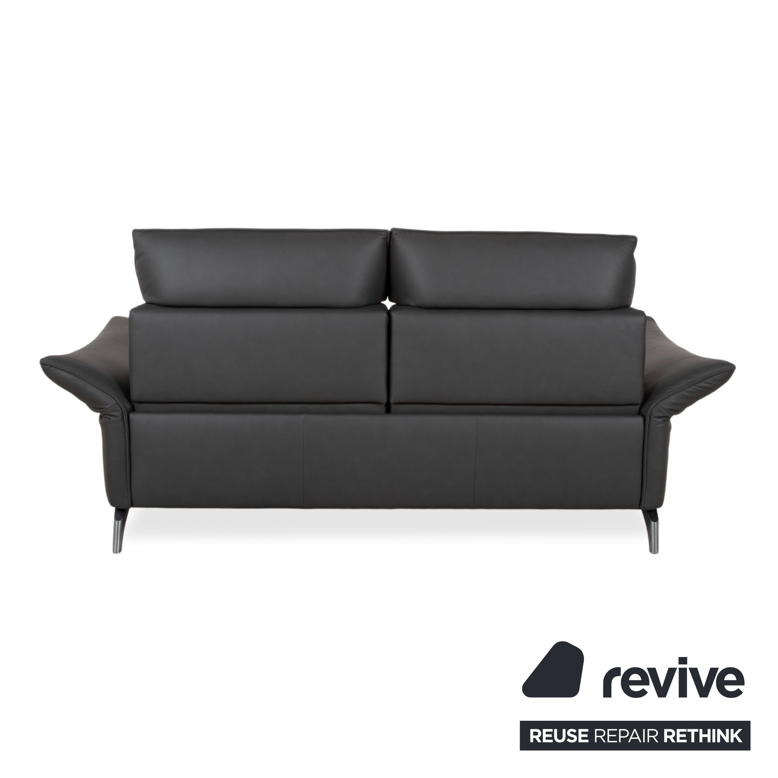 Himolla Weilheim Three-seater Grey Leather Sofa with Manual Reclining Function