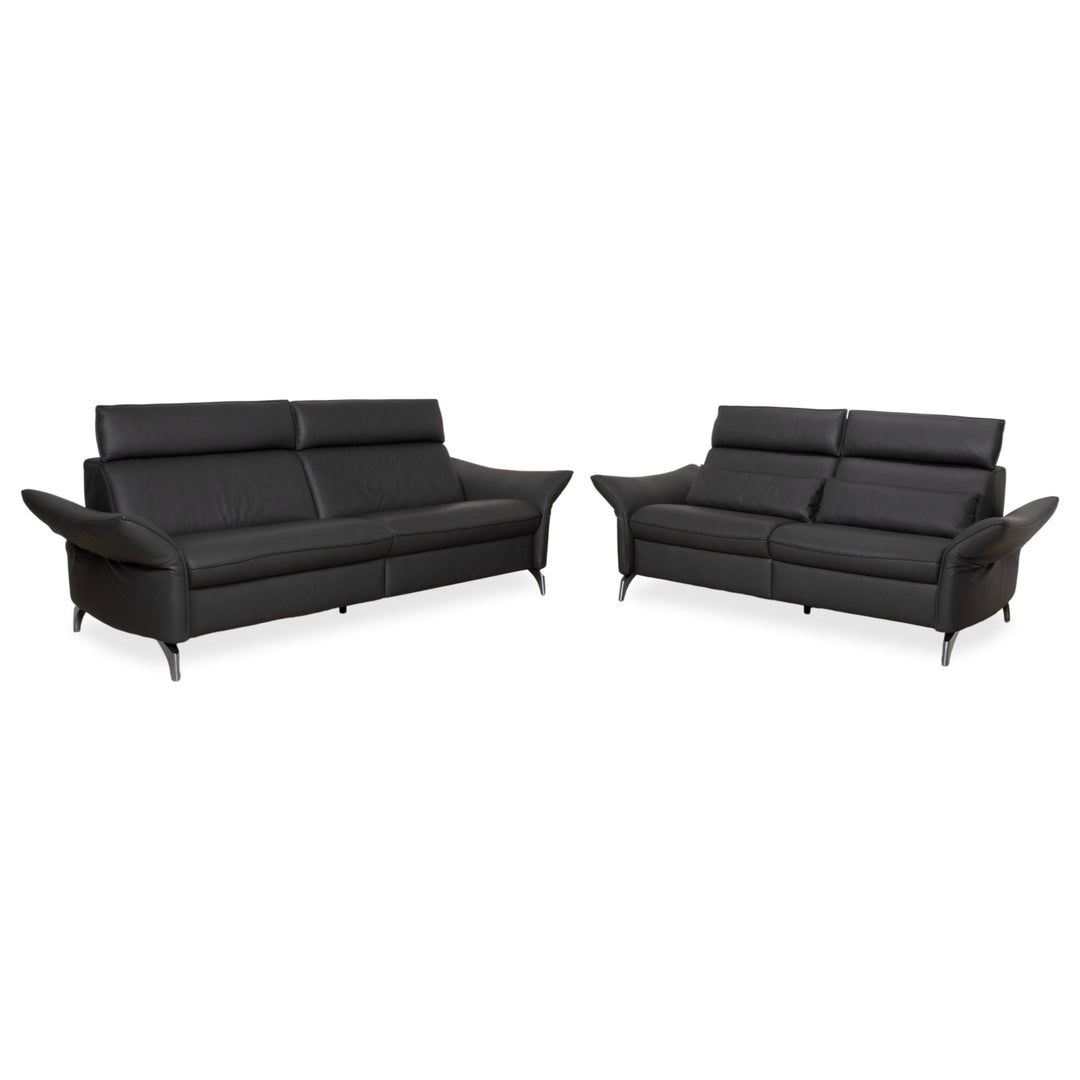 Himolla Weilheim Two-Seater Three-Seater Leather Sofa Grey Manual Function Couch