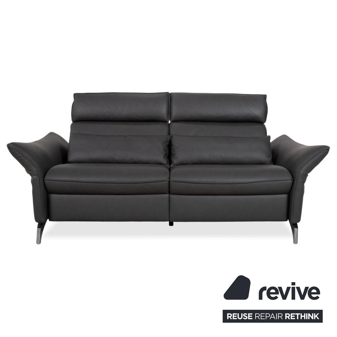 Himolla Weilheim Two-Seater Three-Seater Leather Sofa Grey Manual Function Couch
