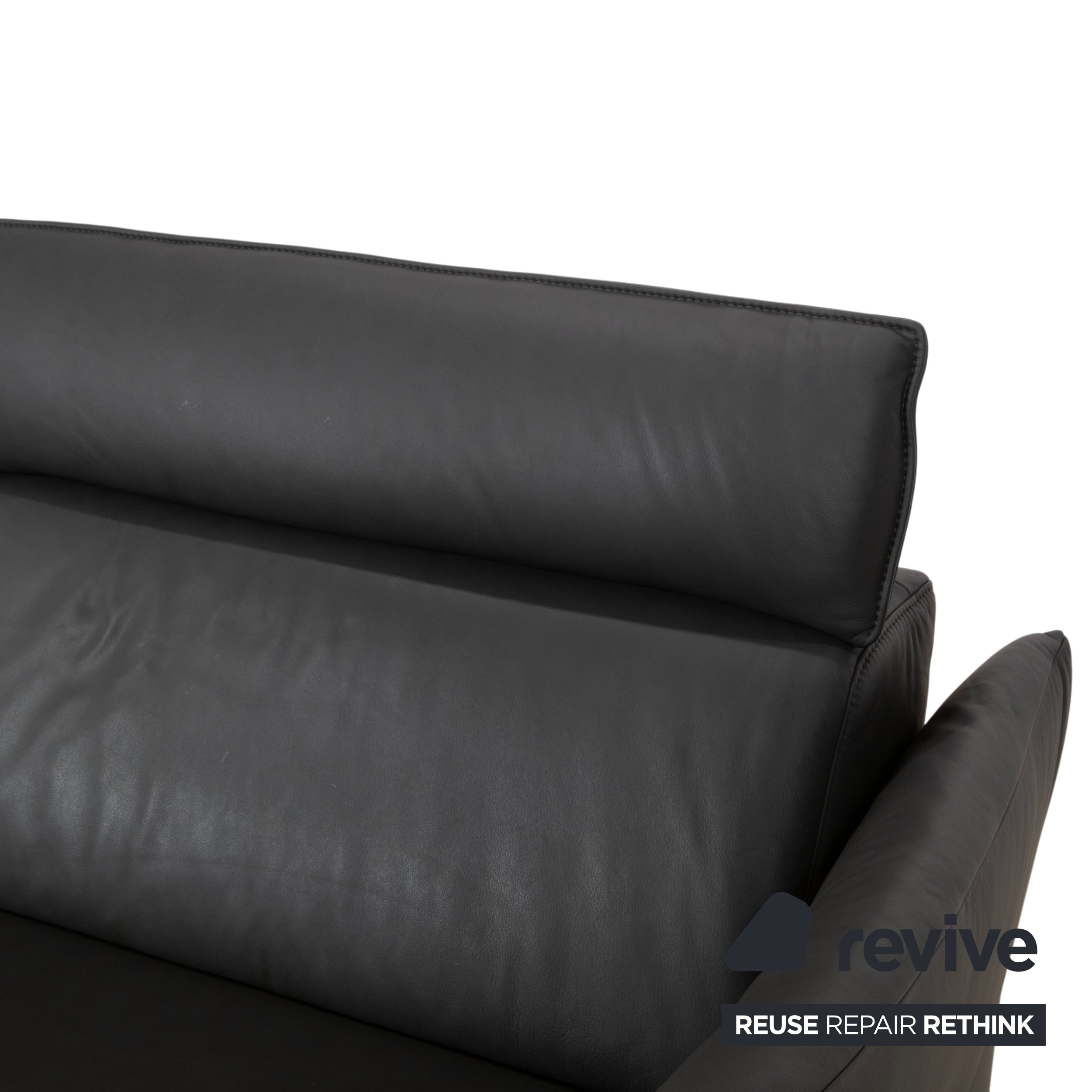 Himolla Weilheim Two-Seater Three-Seater Leather Sofa Grey Manual Function Couch