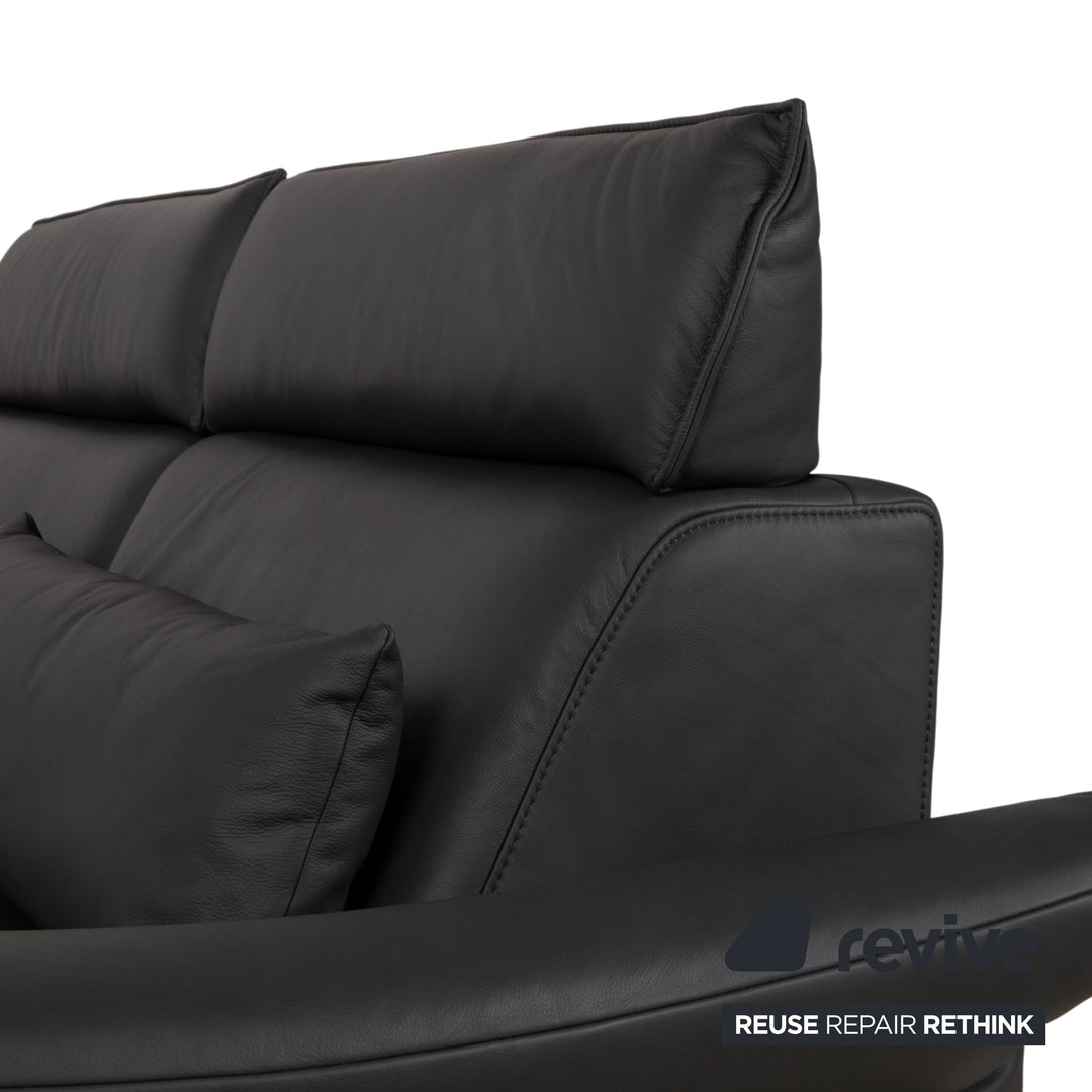 Himolla Weilheim Two-Seater Three-Seater Leather Sofa Grey Manual Function Couch
