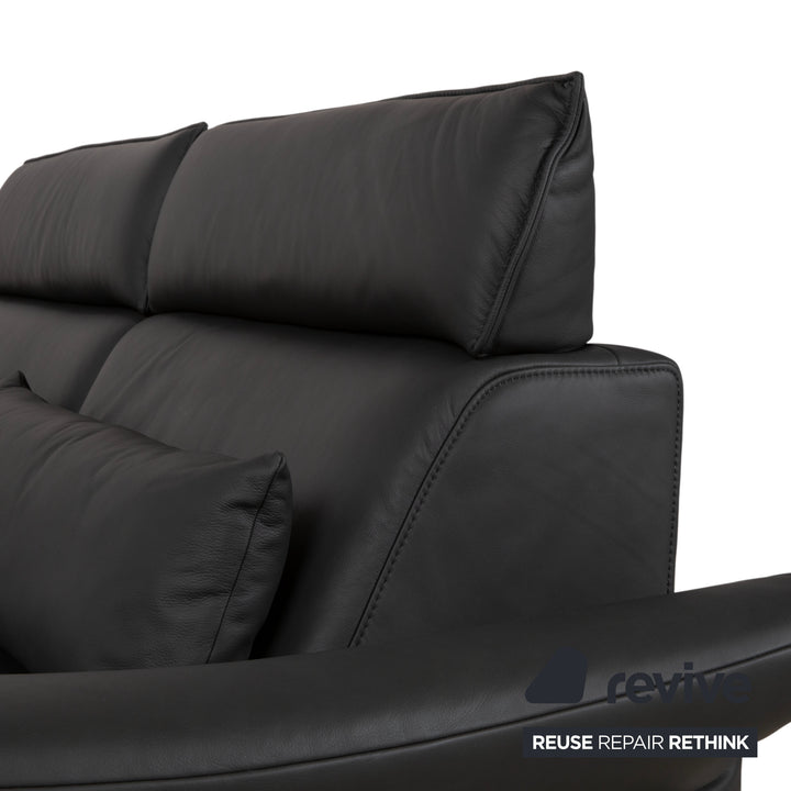 Himolla Weilheim Two-Seater Three-Seater Leather Sofa Grey Manual Function Couch
