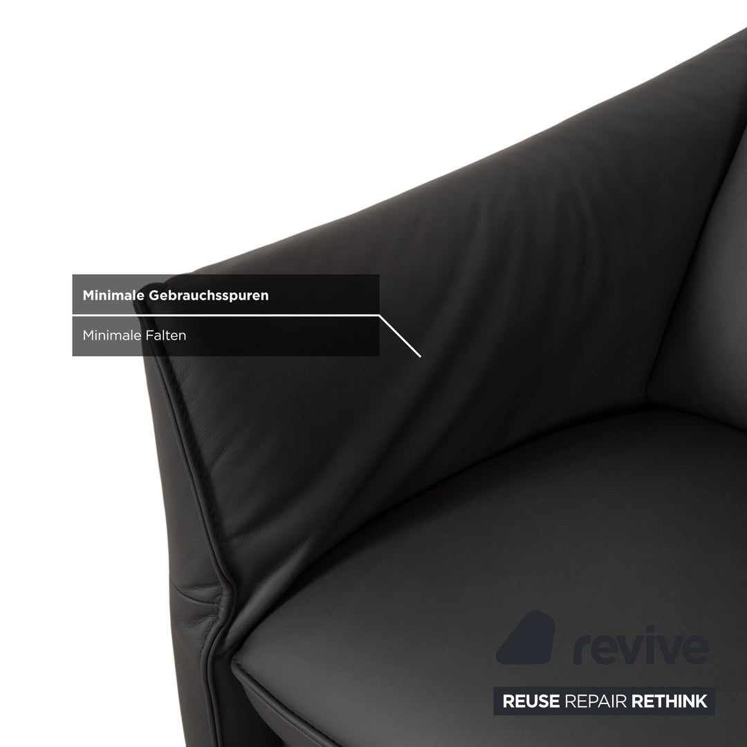 Himolla Weilheim Two-Seater Three-Seater Leather Sofa Grey Manual Function Couch