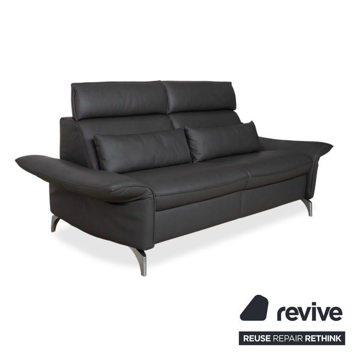 Himolla Weilheim Two-Seater Three-Seater Leather Sofa Grey Manual Function Couch