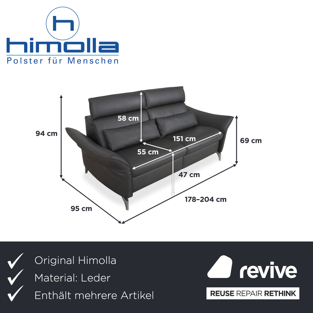 Himolla Weilheim Two-Seater Three-Seater Leather Sofa Grey Manual Function Couch