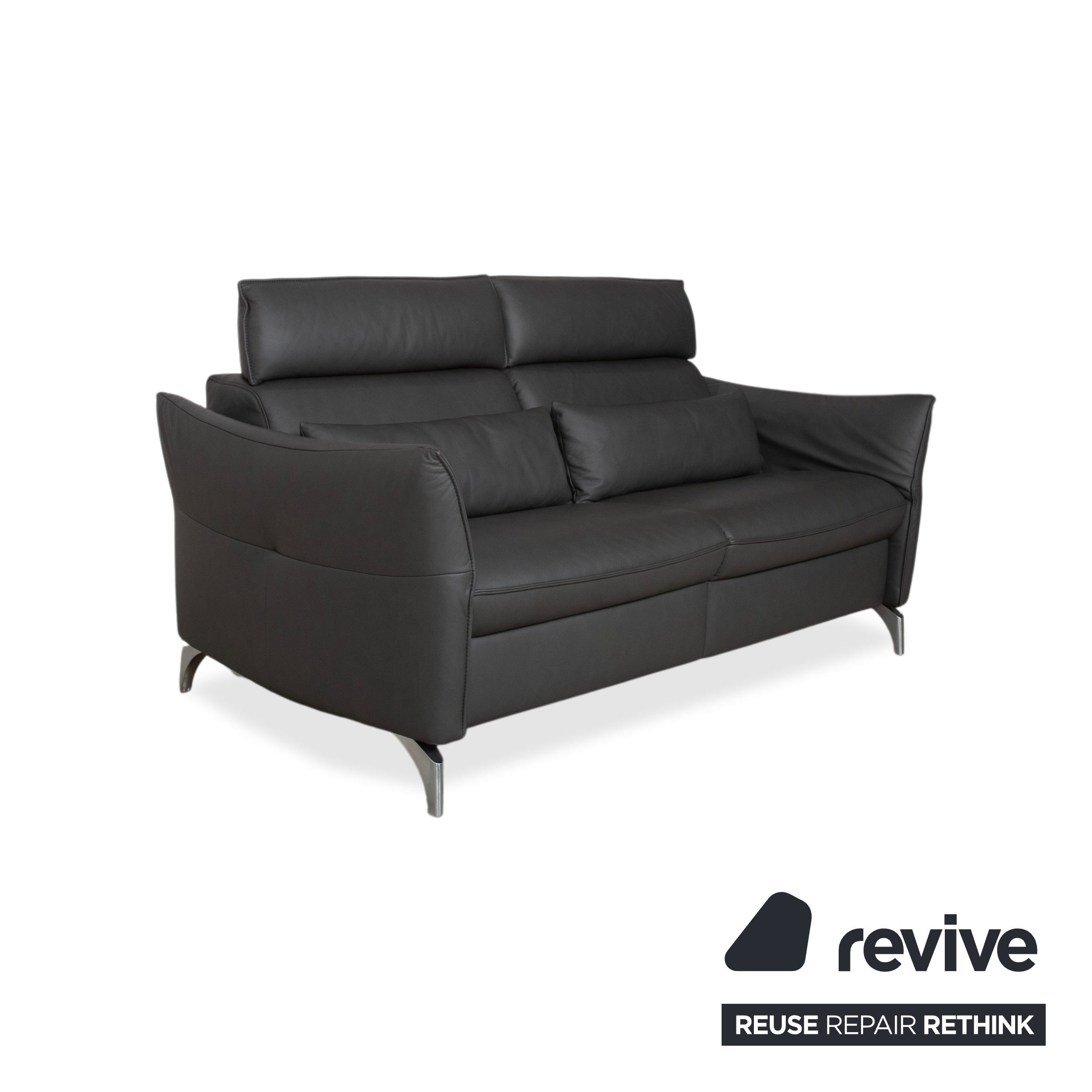Himolla Weilheim Two-Seater Three-Seater Leather Sofa Grey Manual Function Couch