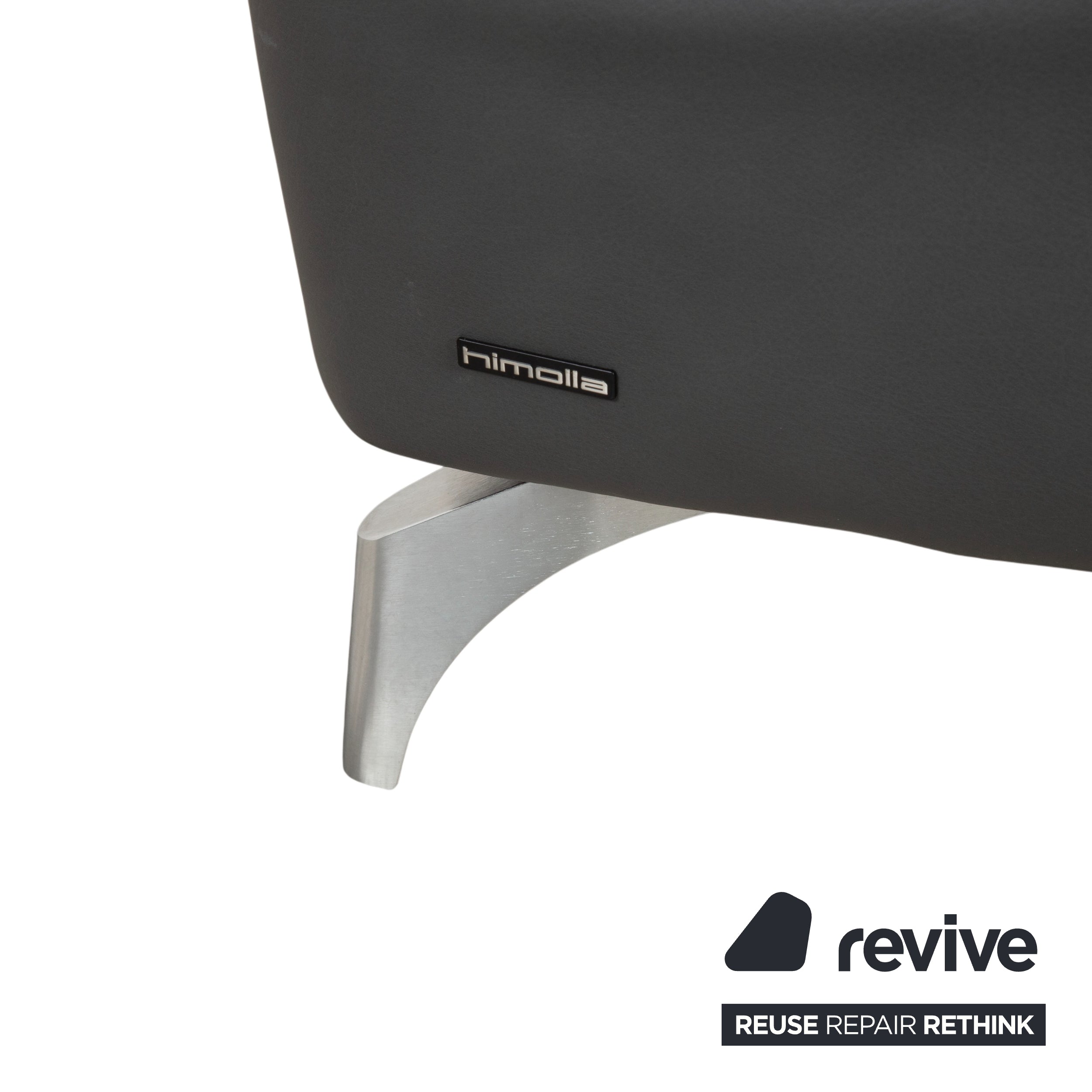 Himolla Weilheim Two-Seater Leather Sofa Grey Manual Function Couch