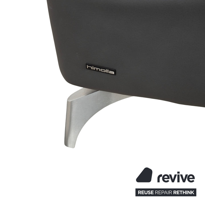 Himolla Weilheim Zweisitzer Leder Sofa Grau manuelle Funktion Couch