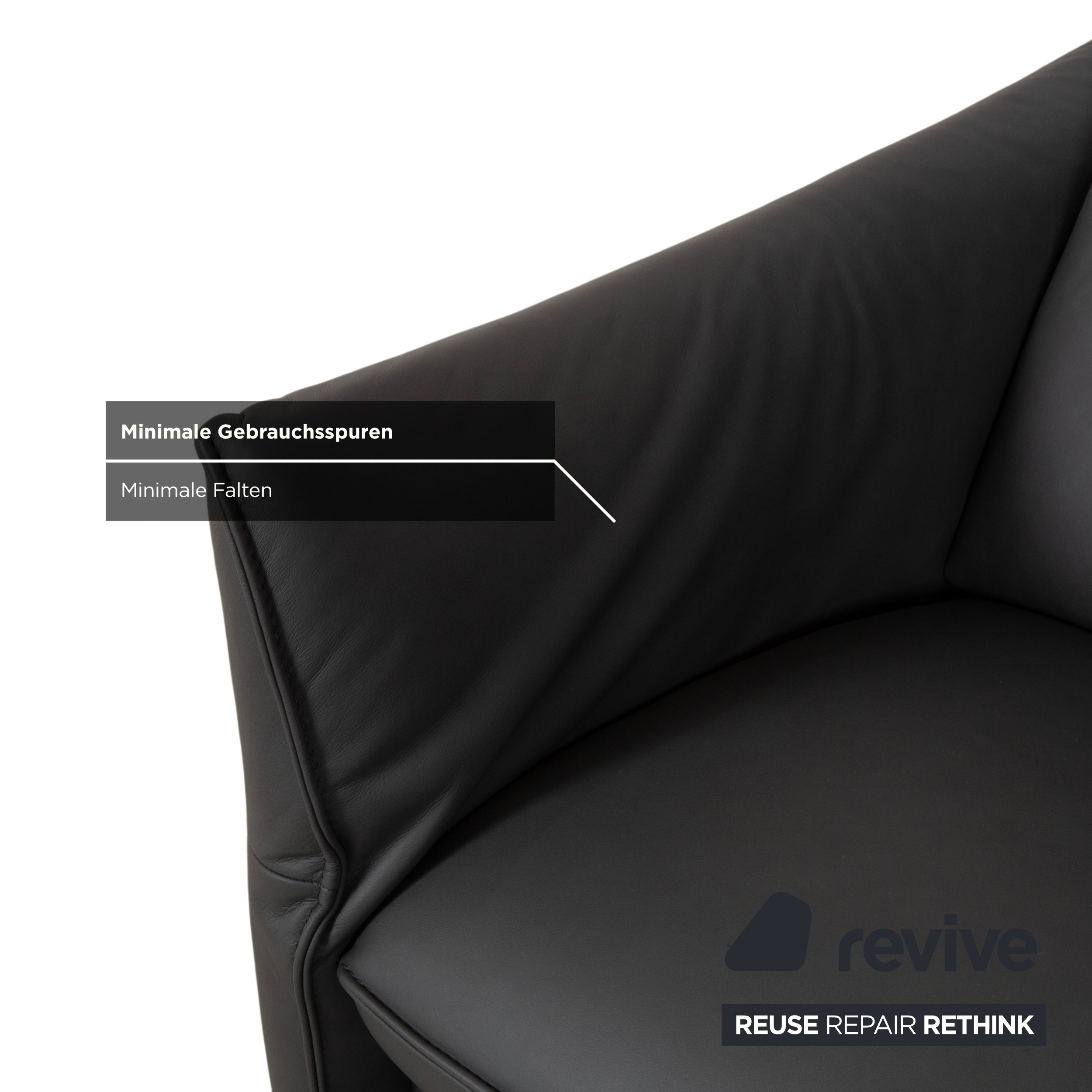 Himolla Weilheim Three-seater Grey Leather Sofa with Manual Reclining Function