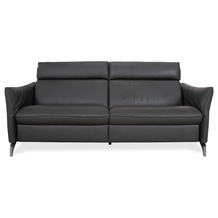 Himolla Weilheim Zweisitzer Leder Sofa Grau manuelle Funktion Couch